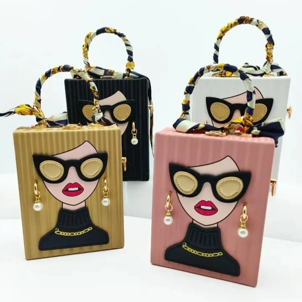 Trendy Pink Graphic Clutch with Gold Accents